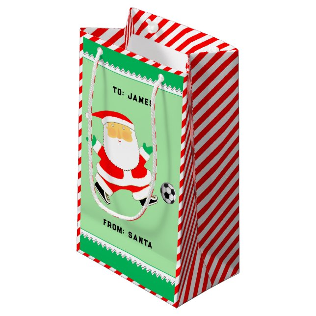 Soccer Christmas Small Gift Bag (Front Angled)