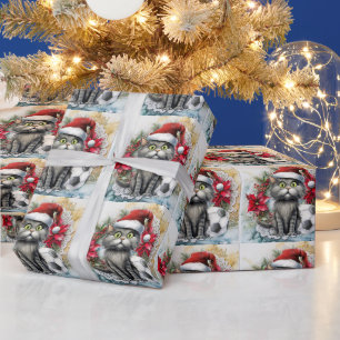 Soccer Christmas themed for Cat Lover Wrapping Paper