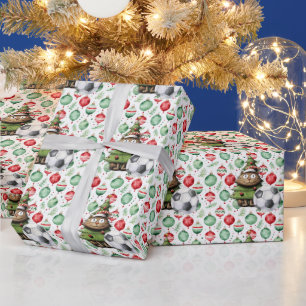 Soccer Christmas themed for Cat Lover Wrapping Paper