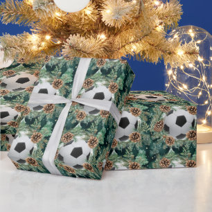 Soccer Christmas themed for Player with ball Wrapping Paper
