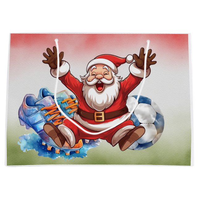 Soccer Christmas themed  Large Gift Bag (Front)