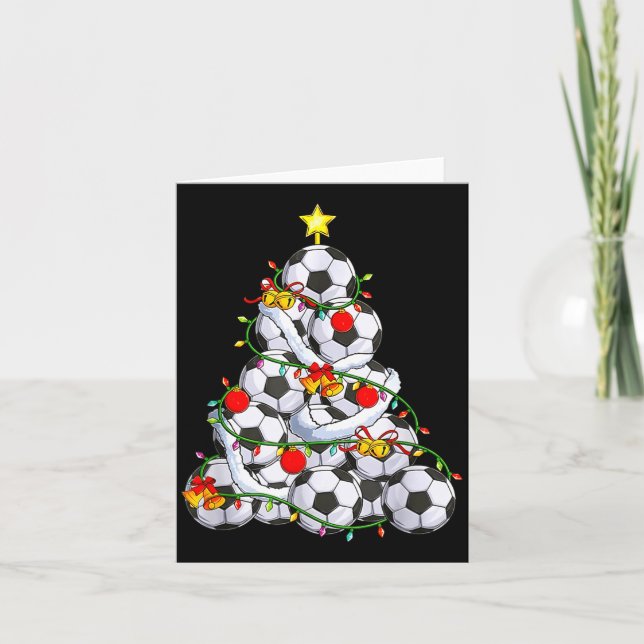 Soccer Christmas Tree Ball Santa Hat Funny Xmas So Card (Front)