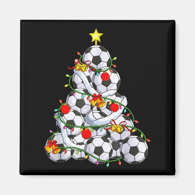 Soccer Christmas Tree Ball Santa Hat Funny Xmas So Magnet (Front)