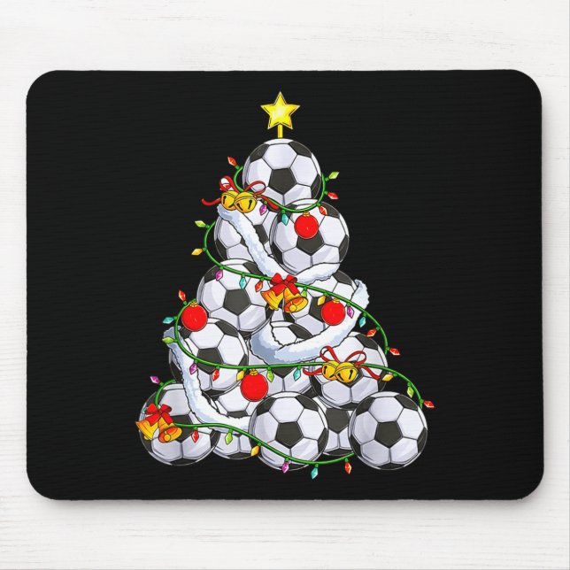 Soccer Christmas Tree Ball Santa Hat Funny Xmas So Mouse Mat (Front)