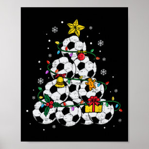 Soccer Christmas Tree Hat Santa Xmas Sport Mens Bo Poster