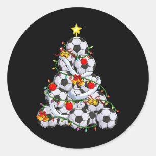 Soccer Christmas Tree Ll Santa Hat Funny Xmas Socc Classic Round Sticker