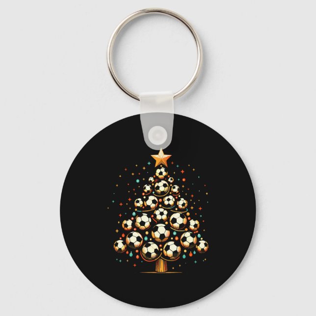 Soccer Christmas Tree Santa Xmas Girls Boys Men Ki Key Ring (Front)