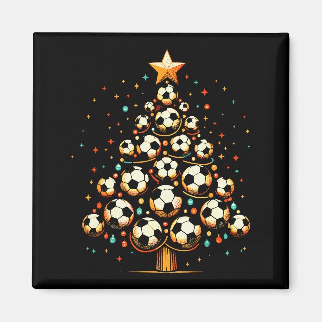 Soccer Christmas Tree Santa Xmas Girls Boys Men Ki Magnet (Front)