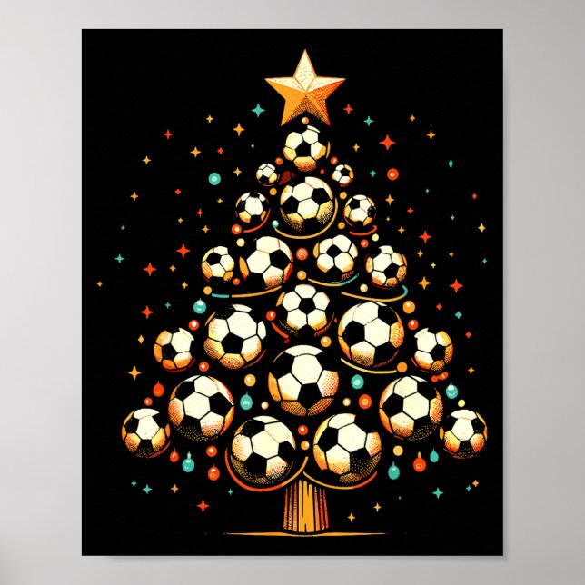 Soccer Christmas Tree Santa Xmas Girls Boys Men Ki Poster (Front)