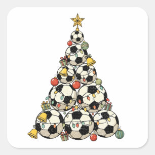 Soccer Christmas Tree Square Sticker