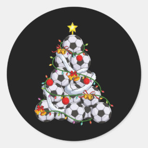Soccer Christmas Tree Xmas Pajamas Coach Player Me Classic Round Sticker