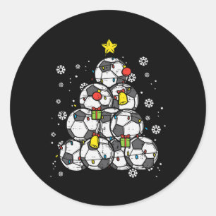 Soccer Christmas Tree Xmas Player Boys Girls Men W Classic Round Sticker
