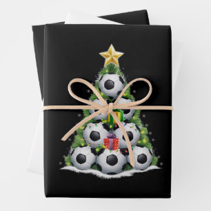 Soccer Christmas Tree Xmas Player Boys  Wrapping Paper Sheet