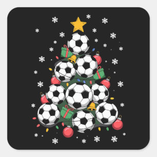 Soccer Christmas Tree Xmas Player Sports Lover Square Sticker