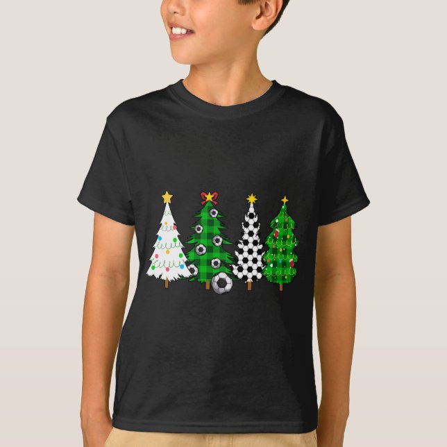 Soccer Christmas Trees Soccer Player Xmas Party T-Shirt (Front)