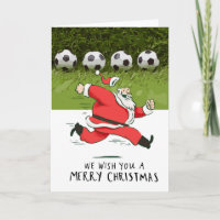 Soccer Christmas with Santa Claus playing ball