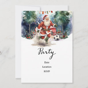 Soccer Christmas with Santa Claus playing ball Save The Date