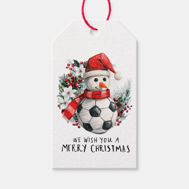 Soccer Christmas with Snowman  Gift Tags (Front)