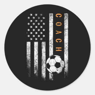 Soccer Coach American Flag Design Soccer Trainer C Classic Round Sticker