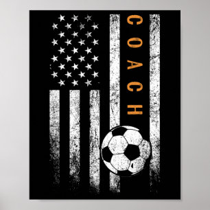 Soccer Coach American Flag Design Soccer Trainer C Poster