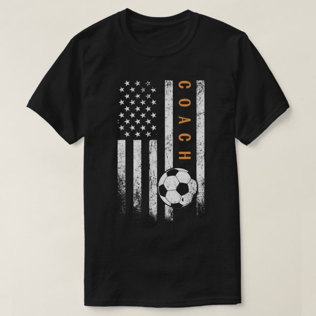 Soccer Coach American Flag Design Soccer Trainer C T-Shirt (Design Front)