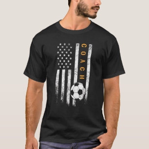 Soccer Coach American Flag Soccer Trainer Coaching T-Shirt