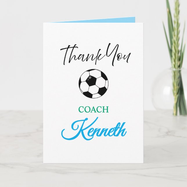 Soccer Coach Appreciation Card, Thank You Card (Front)