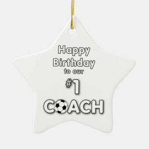 Soccer Coach Birthday with Grass Field and Ball Ceramic Tree Decoration