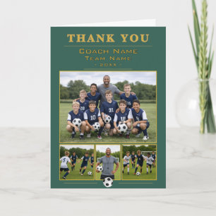 Soccer Coach Collage Team 4 Photo Thank you Card
