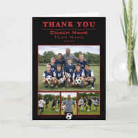 Soccer Coach Collage Team 4 Photo Thank you Card