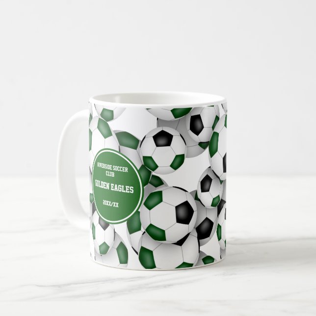 soccer coach commemorative gift green black coffee mug (Front Left)