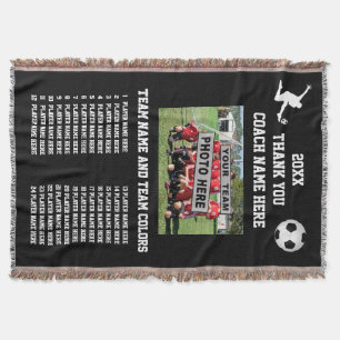 Soccer Coach Gift Ideas Photo, All Player's Names Throw Blanket