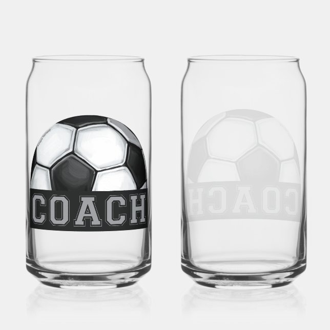 Soccer coach glassware can glass (Front)