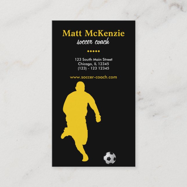 Soccer Coach (Gold) Business Card (Front)