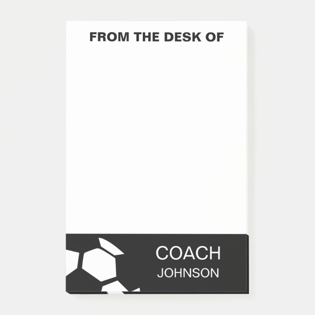 Soccer Coach Personalised Trendy Modern Stylish Post-it Notes (Front)