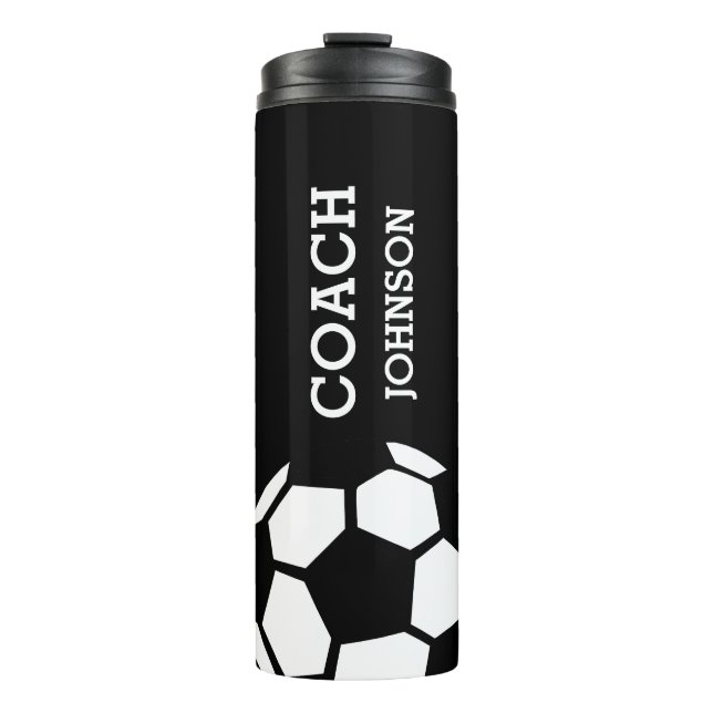 Soccer Coach Personalised Trendy Modern Stylish Thermal Tumbler (Front)