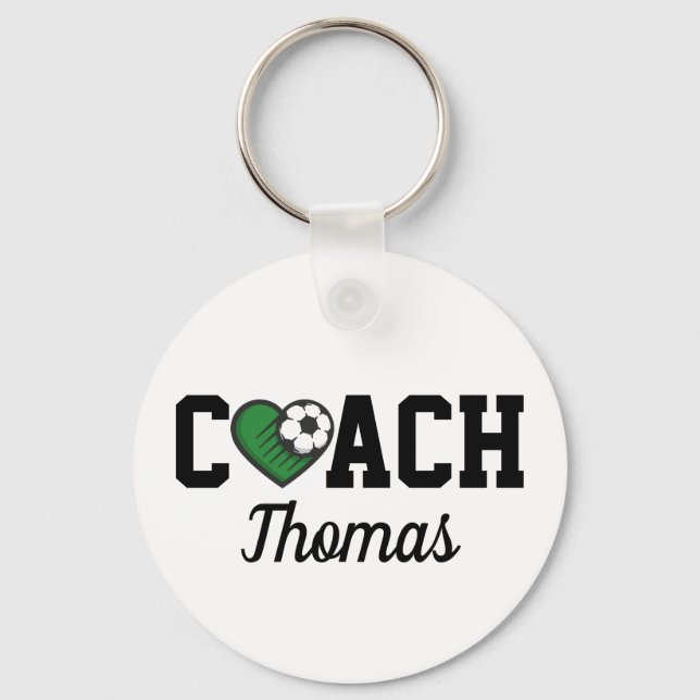 Soccer Coach Professional Name & Heart Ball Cool  Key Ring (Front)