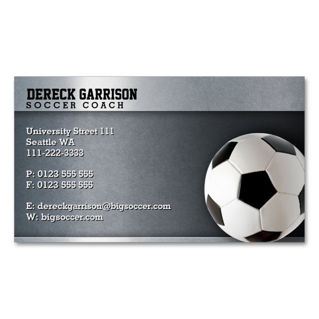 Soccer Coach | Professional Sports Magnetic Business Card (Front)