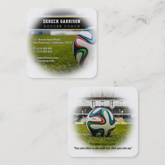Soccer Coach | Professional Sports Square Business Card (Front/Back)