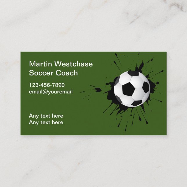 Soccer Coach Simple Cool Soccer Ball Theme Business Card (Front)