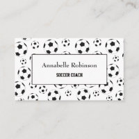 Soccer coach sport white an black business card