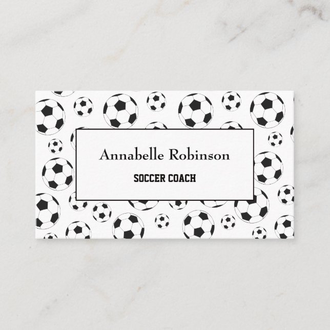 Soccer coach sport white an black business card (Front)
