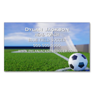 Soccer Coach Sports Stadium Photograph Magnetic Business Card