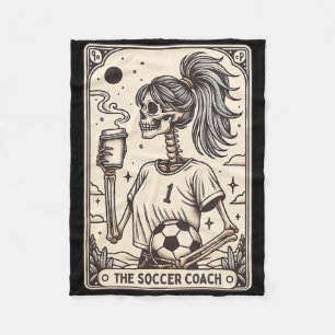 Soccer Coach Tarot Card Halloween Skeleton Soccer  Fleece Blanket