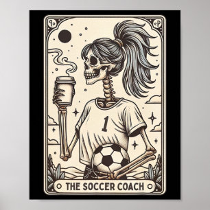 Soccer Coach Tarot Card Halloween Skeleton Soccer  Poster