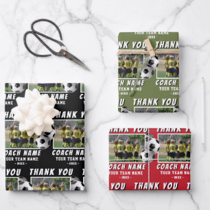 Soccer Coach Team Photo Thank You Wrapping Paper Sheet