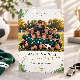 Soccer Coach Thank You Team Photo Amazing Season Card