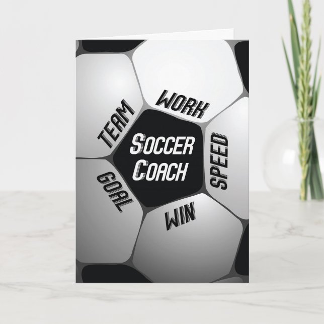 Soccer Coach Thanks Large Ball Thank You Card (Front)