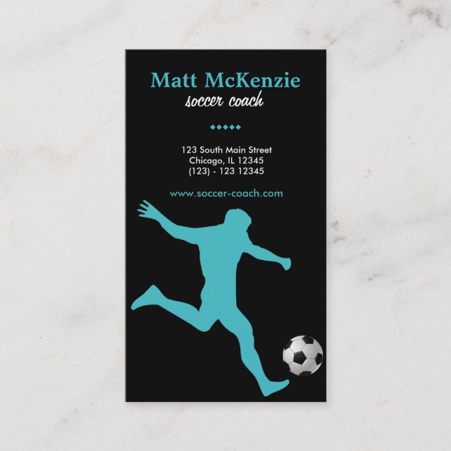 Soccer Coach (Turquoise) Business Card (Front)