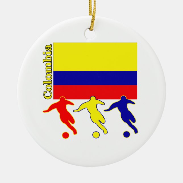 Soccer Colombia Ceramic Tree Decoration (Front)